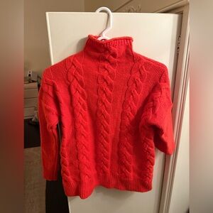 Madewell Vibrant Red Orange Turtleneck Sweater
